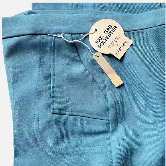 Vintage Campos 60s Straight Leg Bootcut Pants Trousers High Waist DeadStock Blue - Picture 9 of 16